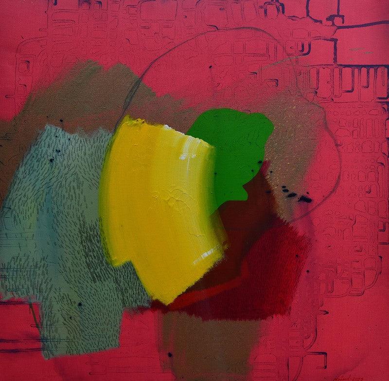 Abstract acrylic painting titled 'Untitled 5', 30x30 inches, by artist Mohd Majeed Mansoori on Canvas