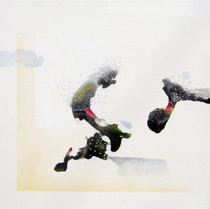 Abstract mixed media painting titled 'Untitled 5', 24x24 inches, by artist Huma Khan on Canvas