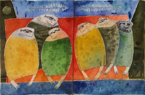 contemporary watercolor painting titled 'Untitled 5', 14x21 inches, by artist Umesh Bhoi on Paper