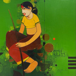 Figurative acrylic painting titled 'Untitled 5', 36x36 inches, by artist Anand Panchal on Canvas