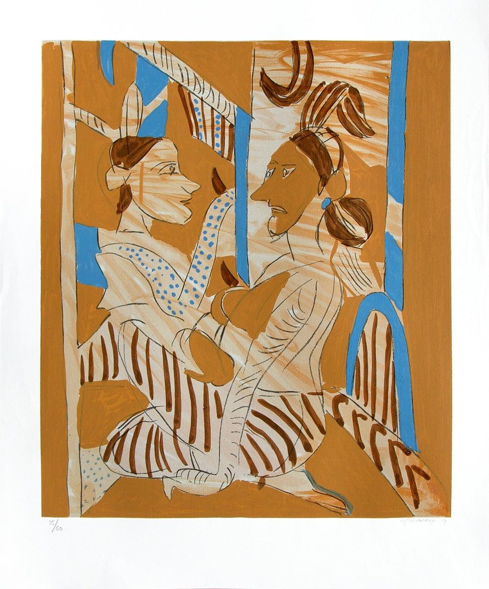 Figurative serigraphs painting titled 'Untitled 5', 36x30 inches, by artist K. G. Subramanyan on Paper