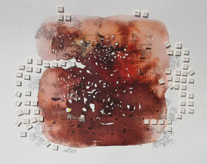 Abstract mixed media painting titled 'Untitled 5', 8x8 inches, by artist Jai Chouhan on Paper