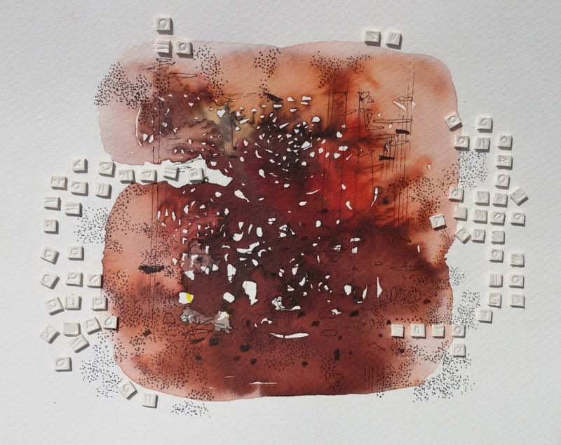 Abstract mixed media painting titled 'Untitled 5', 8x8 inches, by artist Jai Chouhan on Paper