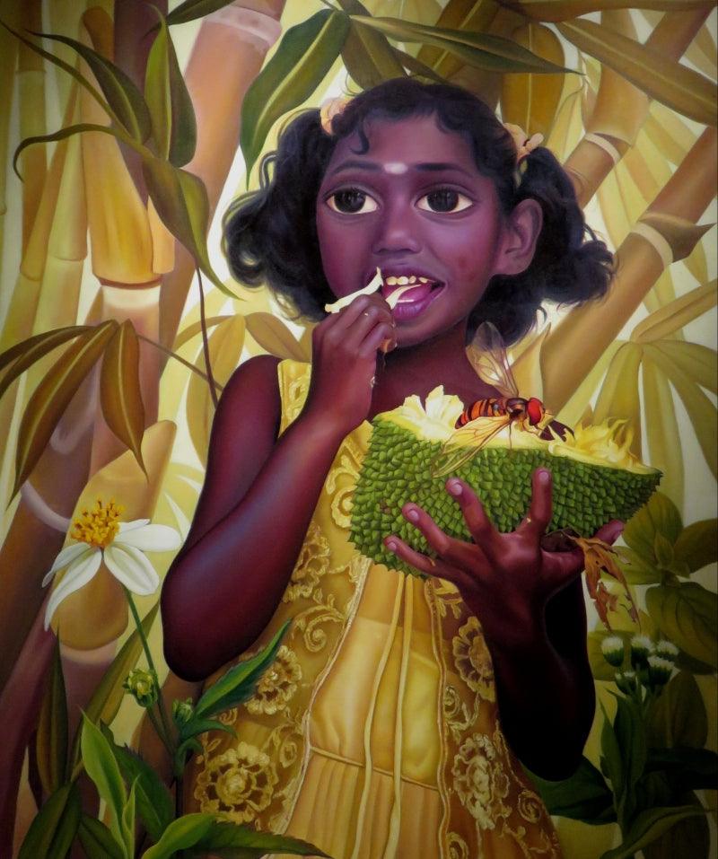 Figurative oil painting titled 'Untitled 5', 60x72 inches, by artist K G Babu on Canvas