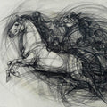 Animals charcoal painting titled 'Untitled 5', 21x29 inches, by artist D Tiroumale on Handmade Paper