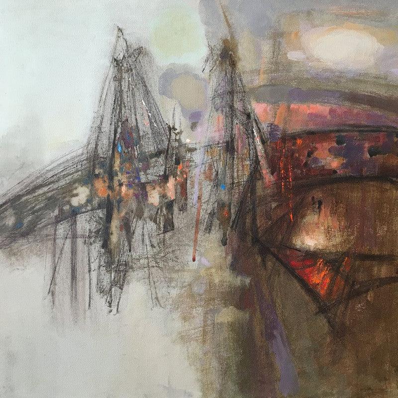 Abstract oil painting titled 'Untitled 5', 16x14 inches, by artist Ajay Deshpande on Canvas