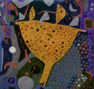 Abstract mixed media painting titled 'Untitled 5', 18x18 inches, by artist Pankaj Kumar Singh on Canvas