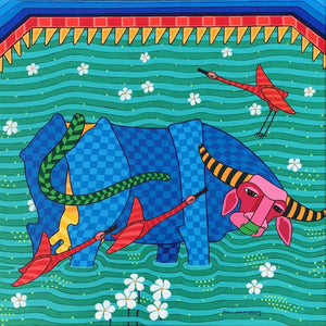 Animals acrylic painting titled 'Untitled 5', 24x24 inches, by artist Thota Laxminarayana on Canvas