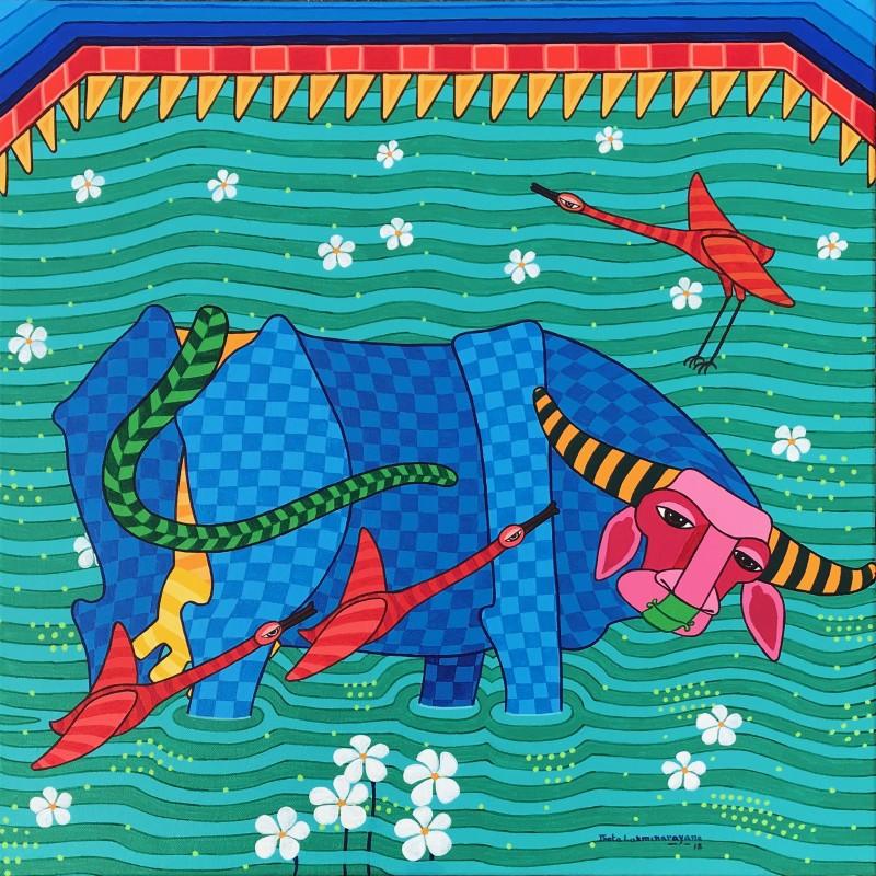 Animals acrylic painting titled 'Untitled 5', 24x24 inches, by artist Thota Laxminarayana on Canvas