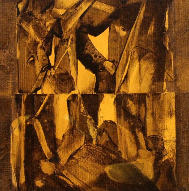 Abstract acrylic painting titled 'Untitled 5', 12x12 inches, by artist Dnyaneshwar Ingle on Canvas