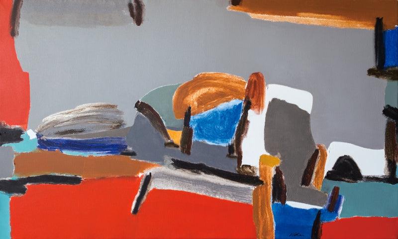 Abstract acrylic painting titled 'Untitled 5', 36x60 inches, by artist Vikas Malhara on Canvas