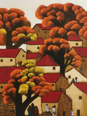 Cityscape acrylic painting titled 'Untitled 51', 48x36 inches, by artist Nagesh Ghodke on Canvas