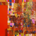 Abstract mixed media painting titled 'Untitled 52', 36x72 inches, by artist Yogesh Murkute on Canvas