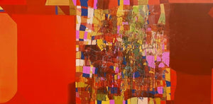 Abstract mixed media painting titled 'Untitled 52', 36x72 inches, by artist Yogesh Murkute on Canvas