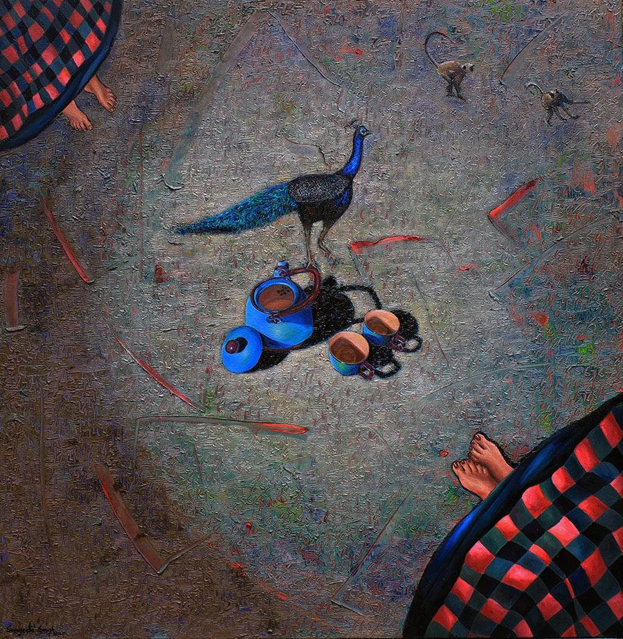 Animals acrylic painting titled 'Untitled 53', 48x48 inches, by artist Sangeeta Singh on Canvas