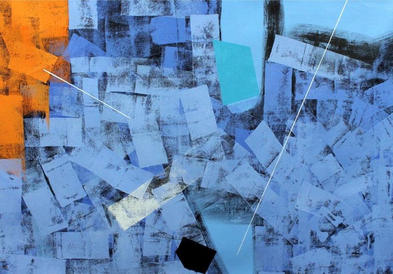 Abstract oil painting titled 'Untitled 53', 36x48 inches, by artist Sudhir Talmale on Canvas