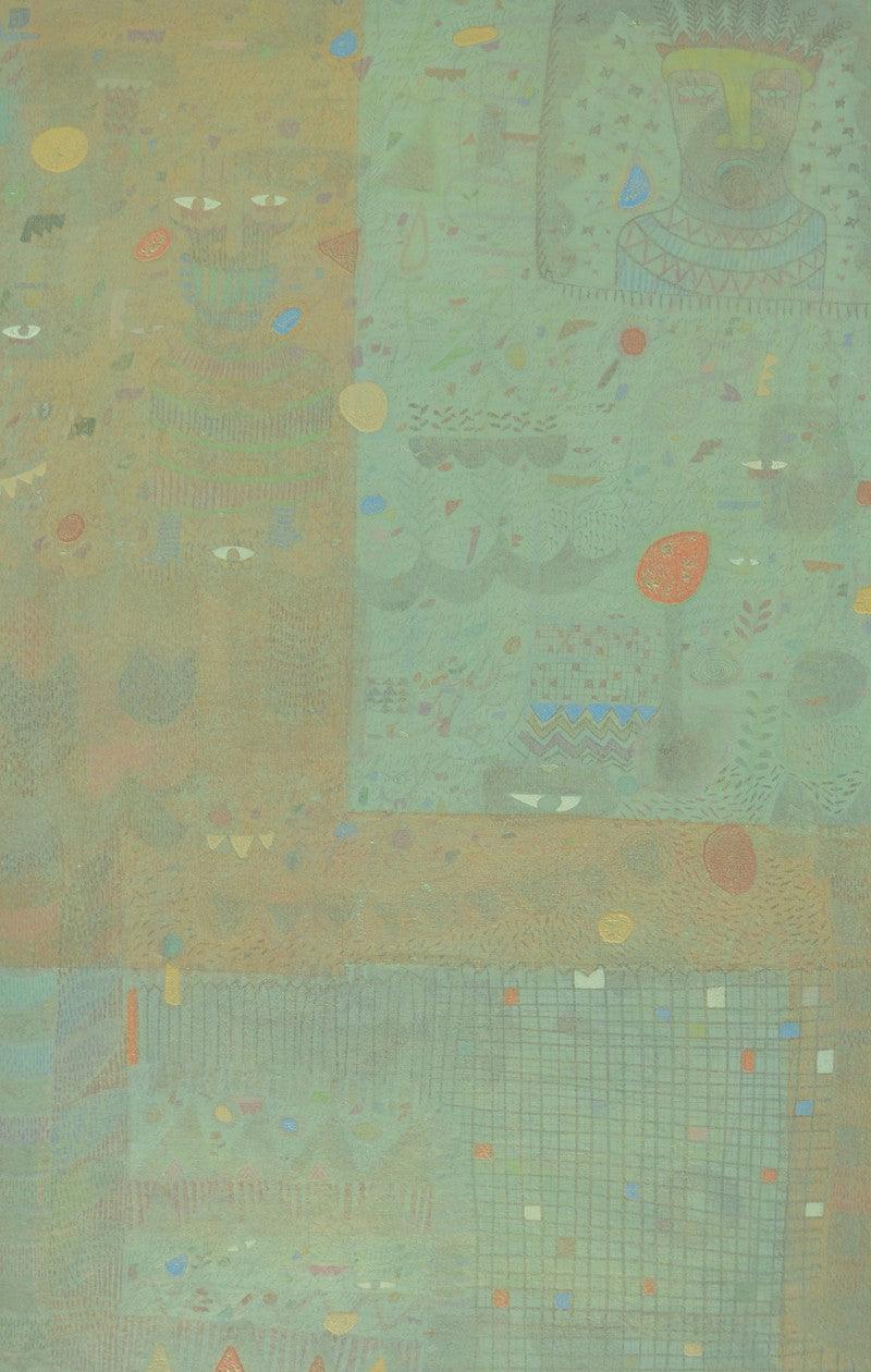 Abstract mixed media painting titled 'Untitled 6', 48x30 inches, by artist Yashvant Singh on Canvas