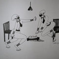 Figurative pen ink drawing titled 'Untitled 6', 13x17 inches, by artist Shrikant Ranga on Paper