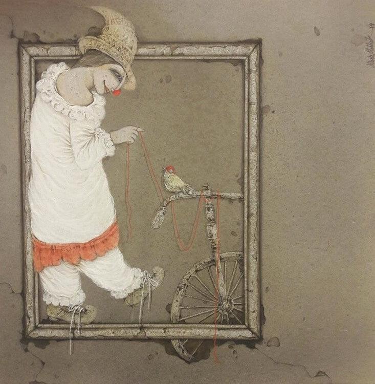 Figurative acrylic painting titled 'Untitled 6', 36x36 inches, by artist Mintu Mallick on Canvas