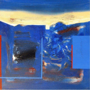 Untitled 6 (Cerulean Composition) by Somanth Adamane, Original Acrylic Abstract Painting on Canvas, X-Small Square Wall Art
