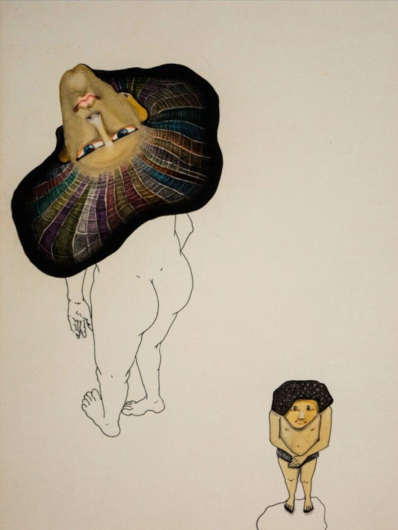 contemporary mixed media drawing titled 'Untitled 6', 16x12 inches, by artist Hema Mhatre on Paper