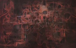 Abstract acrylic painting titled 'Untitled 6', 24x36 inches, by artist Ashok Hinge on Canvas