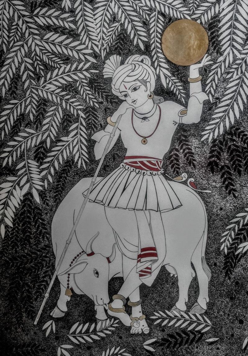 Religious mixed media drawing titled 'Untitled 6', 33x23 inches, by artist Dalip Chandolia on Paper