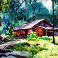 Landscape watercolor painting titled 'Untitled 6', 9x12 inches, by artist Azharuuddin Inamdar on Paper