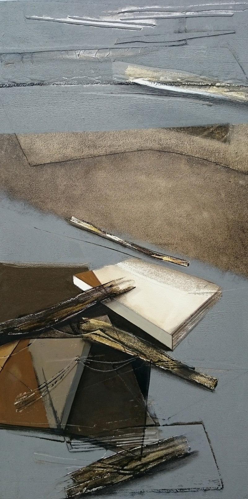 Abstract oil painting titled 'Untitled 6', 48x24 inches, by artist Shilpa Patole on Canvas