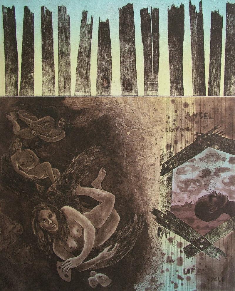 contemporary printmaking titled 'Untitled 6', 30x22 inches, by artist Rakesh Bani on Paper