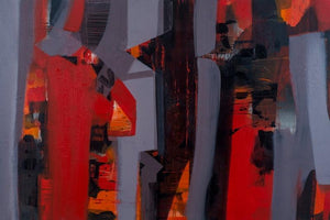 Abstract acrylic painting titled 'Untitled 6', 24x36 inches, by artist Satendra Mhatre on Canvas