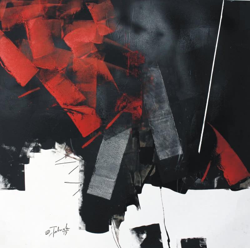 Abstract oil painting titled 'Untitled 6', 20x20 inches, by artist Sudhir Talmale on Paper