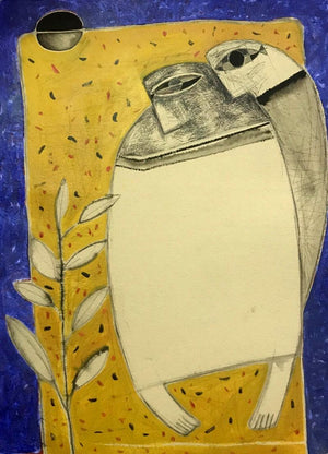 contemporary mixed media painting titled 'Untitled 6', 30x23 inches, by artist Umesh Bhoi on Paper