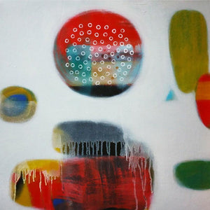 Abstract acrylic painting titled 'Untitled 6', 24x24 inches, by artist Yashwant Pawar on Canvas