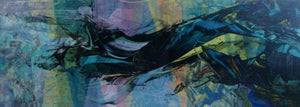Abstract acrylic painting titled 'Untitled 6', 36x96 inches, by artist Balu Chaudhari on Acrylic Sheet