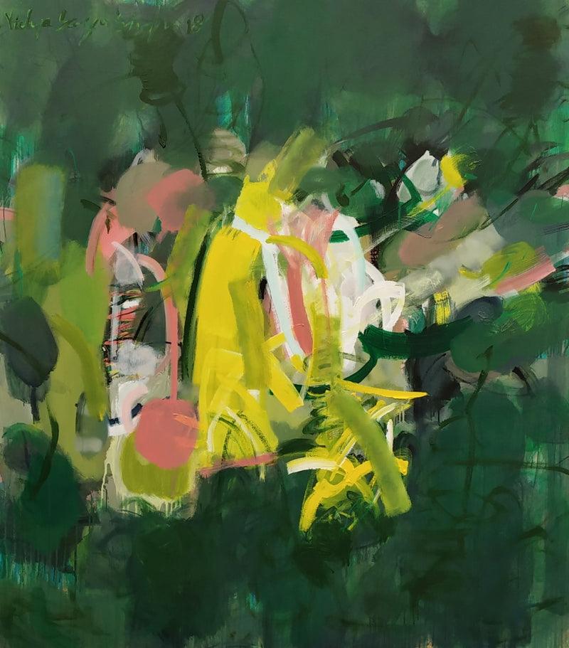 Abstract acrylic painting titled 'Untitled 6', 68x60 inches, by artist Vidya Sagar Singh on Canvas