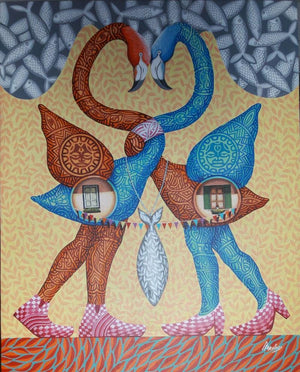 contemporary acrylic painting titled 'Untitled 6', 48x36 inches, by artist Arvind Dubey on Canvas