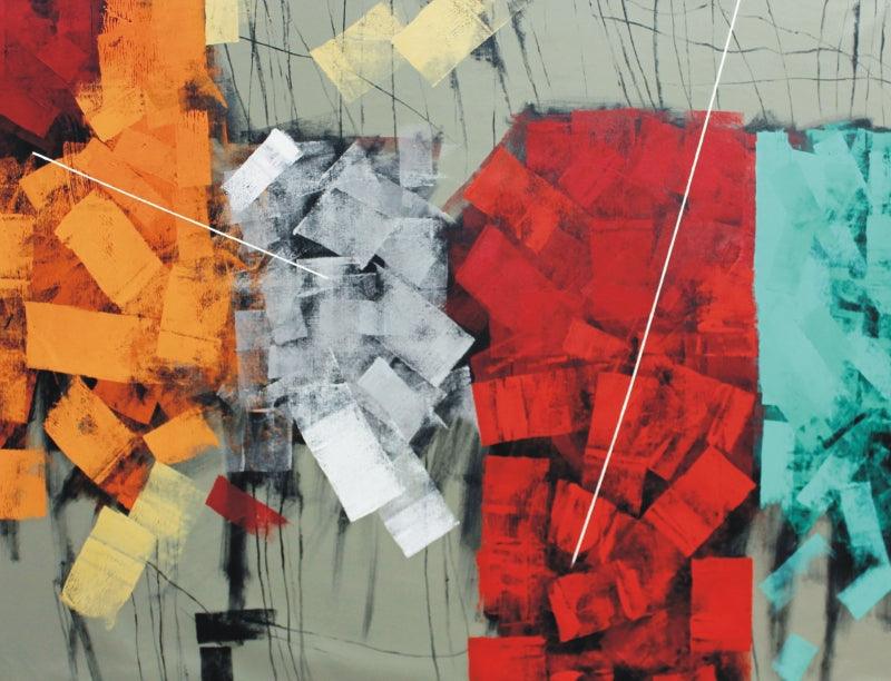 Abstract oil painting titled 'Untitled 60', 36x48 inches, by artist Sudhir Talmale on Canvas