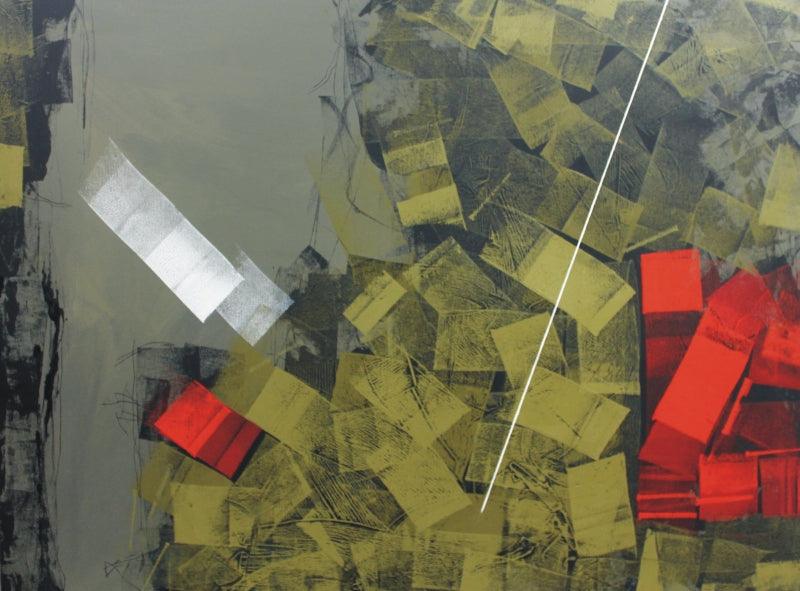 Abstract oil painting titled 'Untitled 61', 36x48 inches, by artist Sudhir Talmale on Canvas