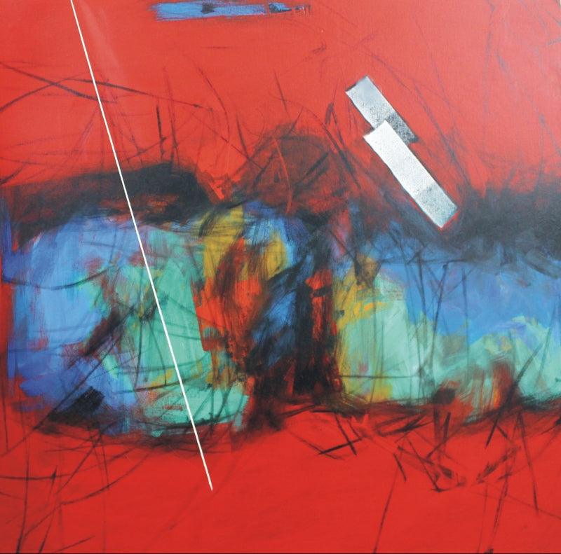 Abstract oil painting titled 'Untitled 62', 36x36 inches, by artist Sudhir Talmale on Canvas