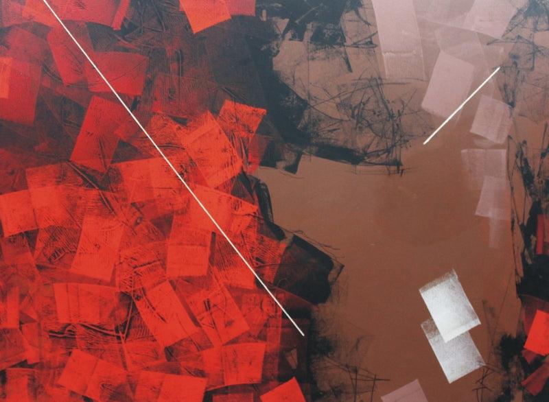 Abstract oil painting titled 'Untitled 65', 36x48 inches, by artist Sudhir Talmale on Canvas