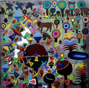 contemporary acrylic painting titled 'Untitled 67', 47x47 inches, by artist Amit Harit on Canvas