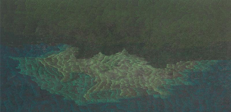 Abstract acrylic painting titled 'Untitled 69', 24x48 inches, by artist Durgesh Birthare on Canvas