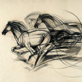 Animals charcoal painting titled 'Untitled 7', 21x29 inches, by artist D Tiroumale on Handmade Sheet