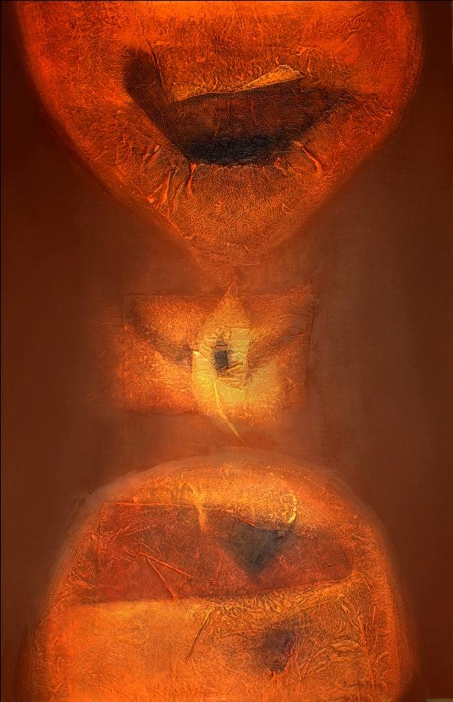 Abstract mixed media painting titled 'Untitled 7', 72x48 inches, by artist Sanju Jain on Canvas