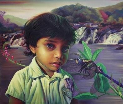 Figurative oil painting titled 'Untitled 7', 60x72 inches, by artist K G Babu on Canvas