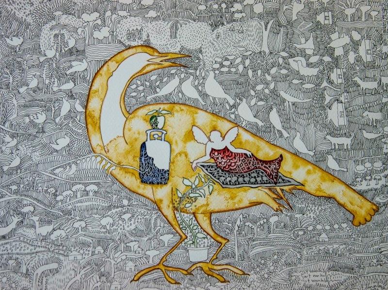 contemporary mixed media drawing titled 'Untitled 7', 10x14 inches, by artist Avijit Mukherjee on Paper