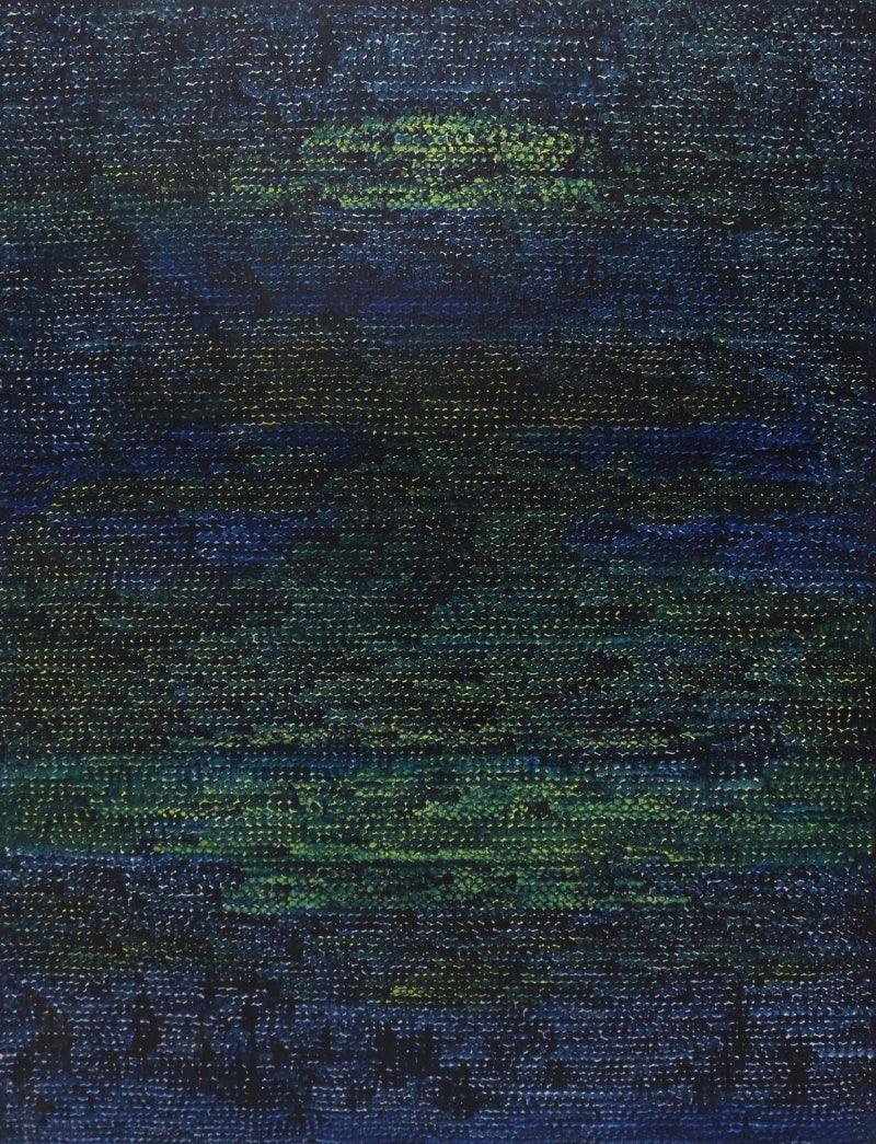 Abstract acrylic painting titled 'Untitled 7', 48x36 inches, by artist Hansodnya Thambe on Paper