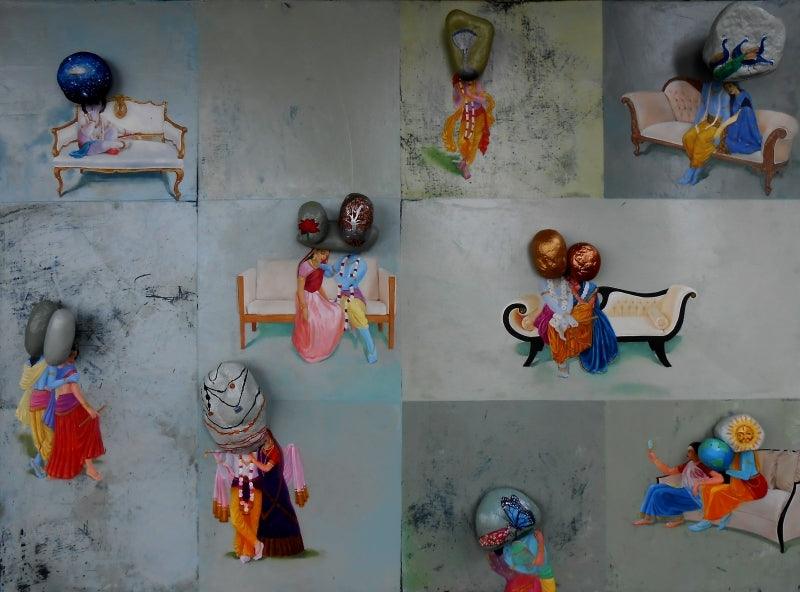 Fantasy mixed media painting titled 'Untitled 7', 36x48 inches, by artist Pragnesh Patel on Canvas