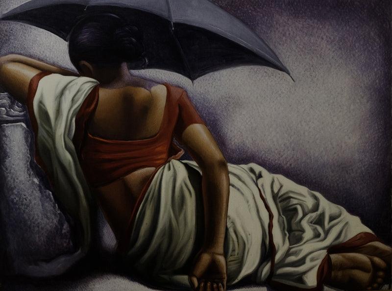 Figurative acrylic oil painting titled 'Untitled 7', 36x48 inches, by artist Arya Chowdhury on Canvas